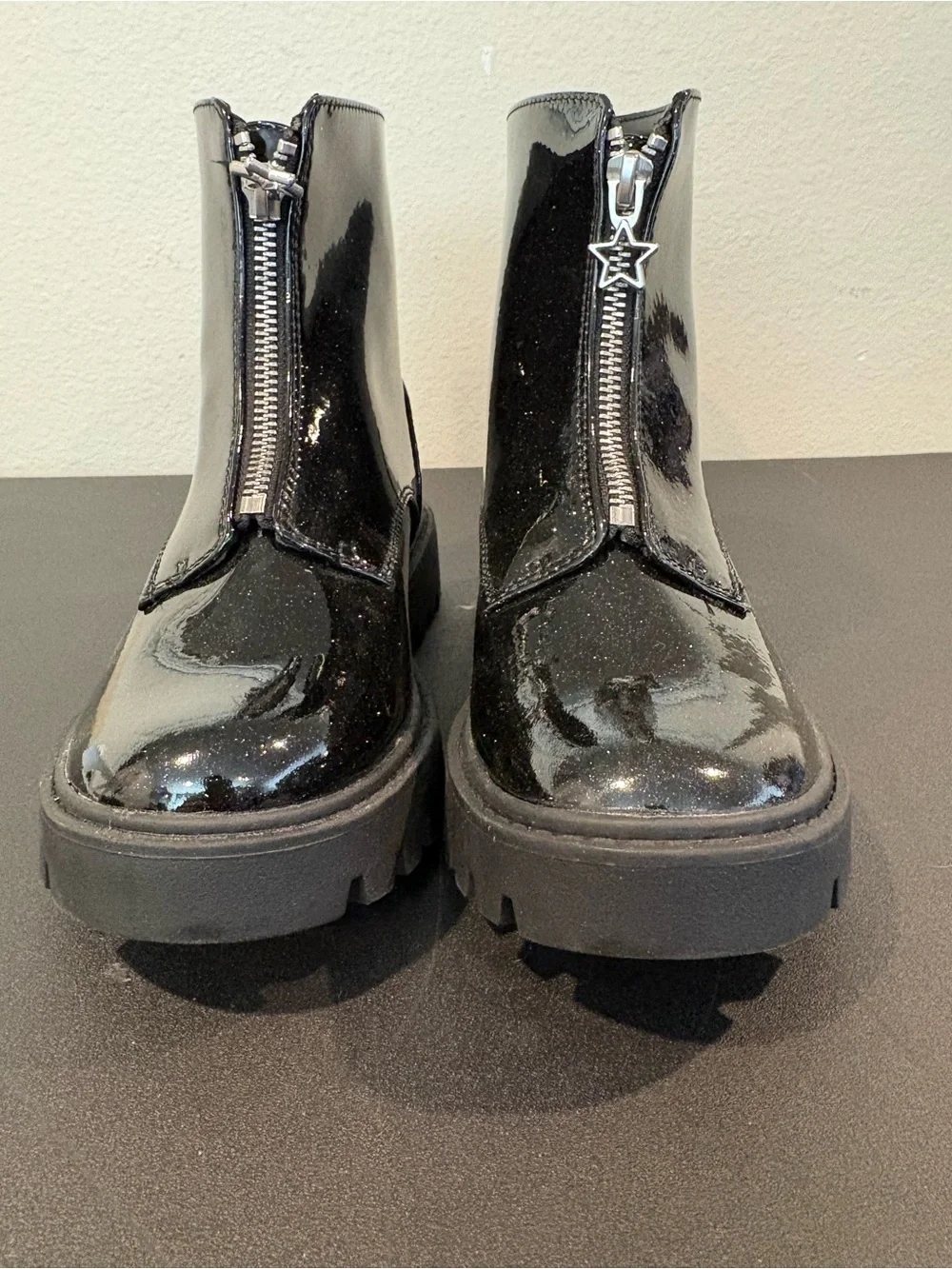 Art Class Myra Chelsea Combat Boots Sparkle Black Several Youth Sizes Available